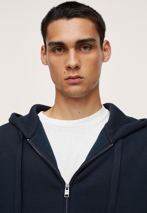MANGO - Bady Zipper cotton Sweatshirt - Navy