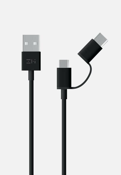 ZMI - 2in1 usb type-a to microusb/type-c  cable - black