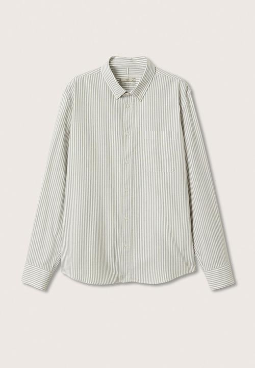 MANGO - Kodak Regular Fit Striped Cotton Shirt - Beige