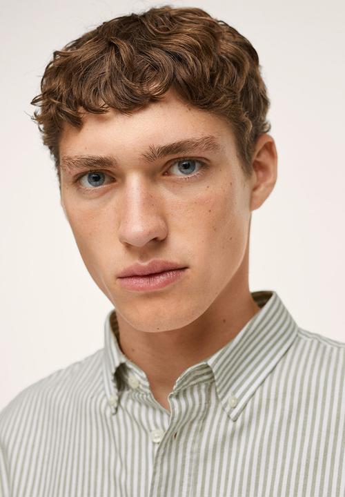 MANGO - Kodak Regular Fit Striped Cotton Shirt - Beige