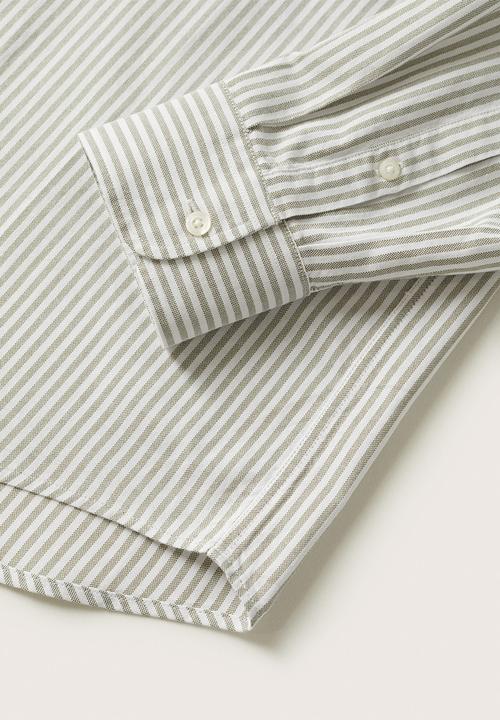 MANGO - Kodak Regular Fit Striped Cotton Shirt - Beige