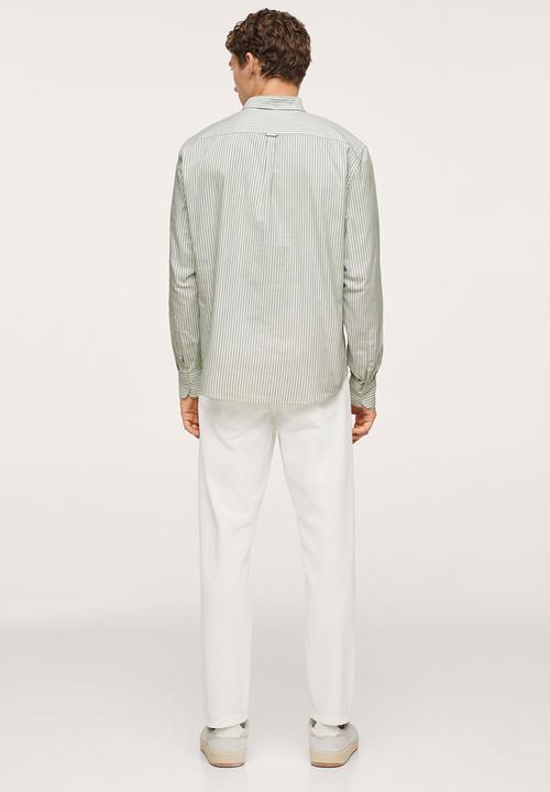 MANGO - Kodak Regular Fit Striped Cotton Shirt - Beige