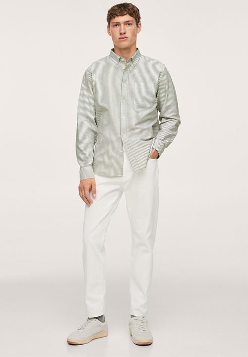 MANGO - Kodak Regular Fit Striped Cotton Shirt - Beige