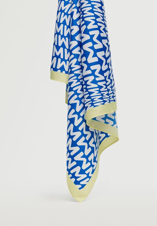 MANGO - Printed scarf with logo - blue
