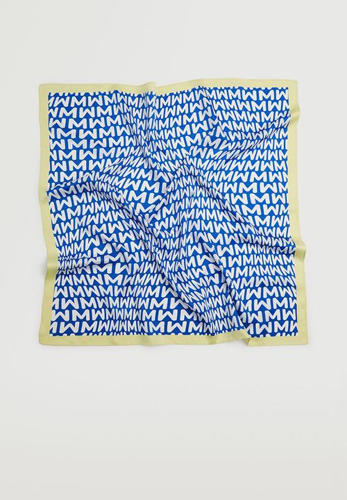 MANGO - Printed scarf with logo - blue