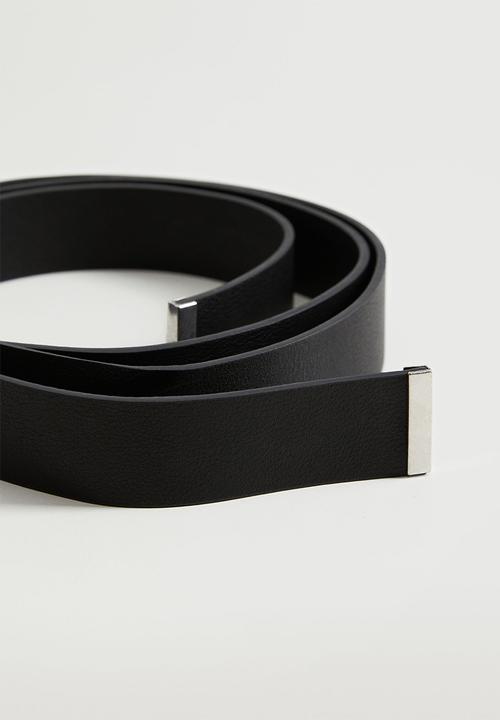 MANGO - Knot leather belt - black