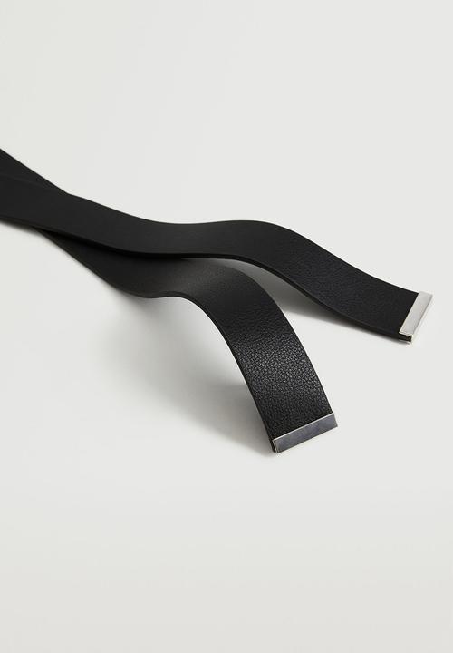MANGO - Knot leather belt - black