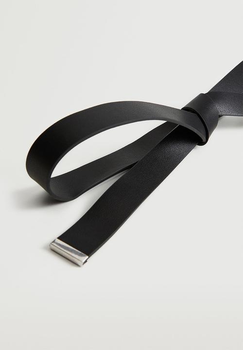 MANGO - Knot leather belt - black