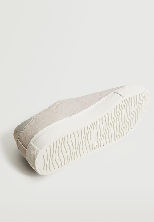 MANGO - Metro1 leather lace-up sneaker - light / pastel gray