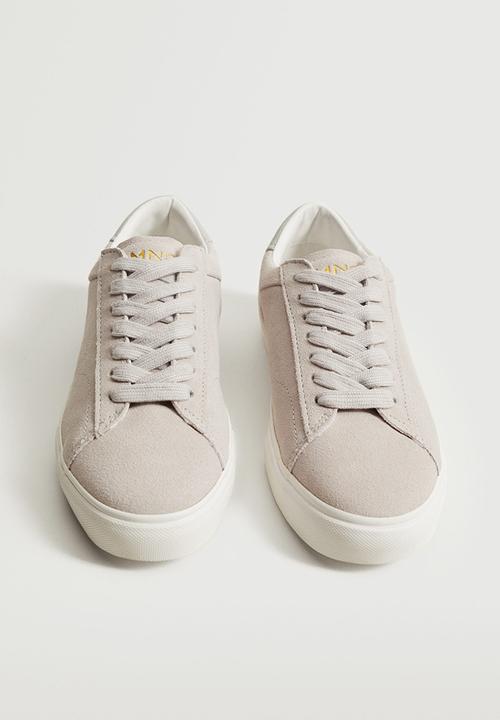MANGO - Metro1 leather lace-up sneaker - light / pastel gray
