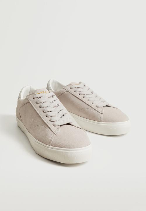 MANGO - Metro1 leather lace-up sneaker - light / pastel gray