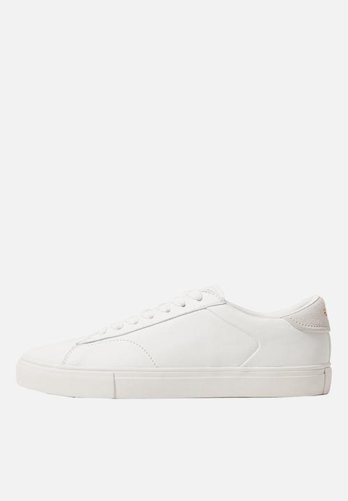 MANGO - Metro leather lace-up sneaker - white