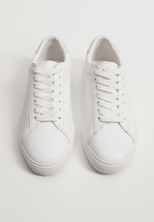 MANGO - Metro leather lace-up sneaker - white
