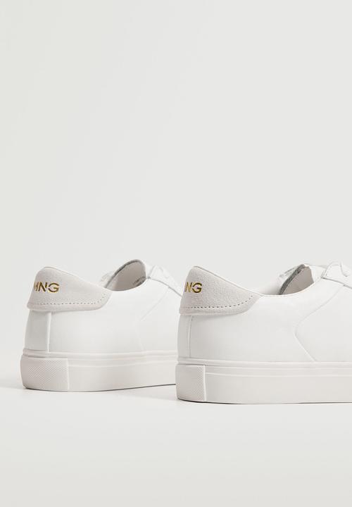 MANGO - Metro leather lace-up sneaker - white