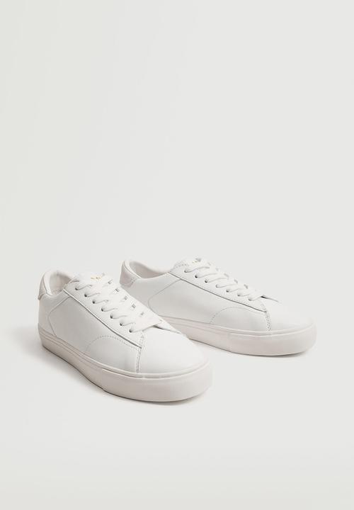 MANGO - Metro leather lace-up sneaker - white