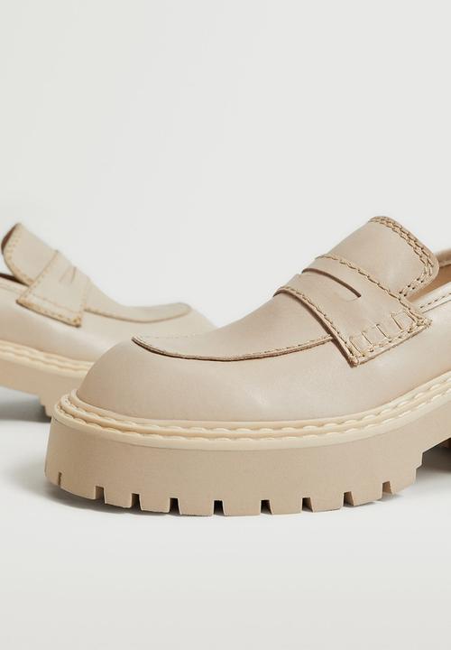 MANGO - Prieto leather track sole loafer - natural