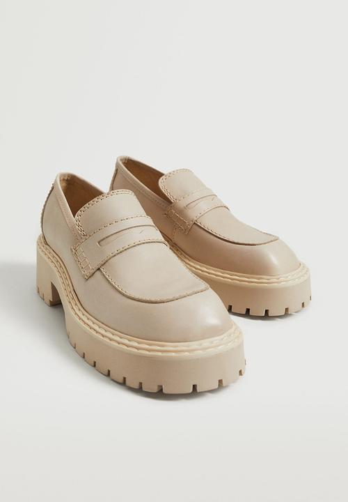 MANGO - Prieto leather track sole loafer - natural