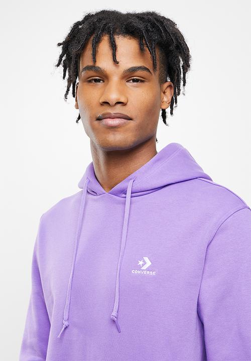 Converse - Embroidered star chevron fleece pullover hoodie - lilac