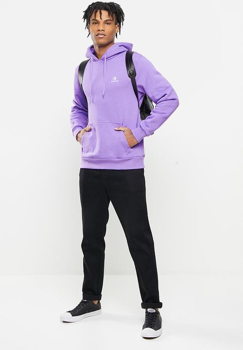 Converse - Embroidered star chevron fleece pullover hoodie - lilac