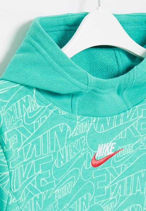 Nike - Nkb b nsw nike read aop hoodie - washed teal