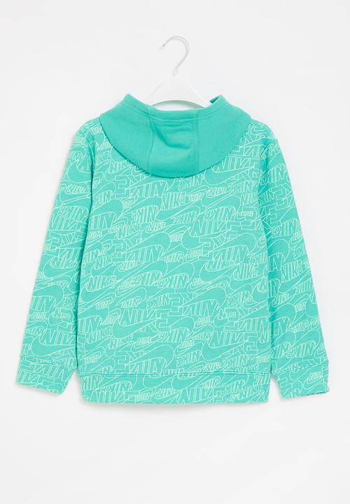 Nike - Nkb b nsw nike read aop hoodie - washed teal