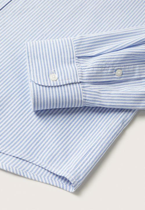MANGO - Kodak Regular Fit Striped Cotton Shirt - Blue