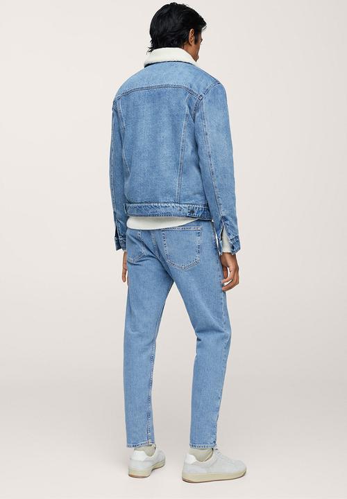 MANGO - Wasp Faux Shearling-lined Denim Jacket - Blue