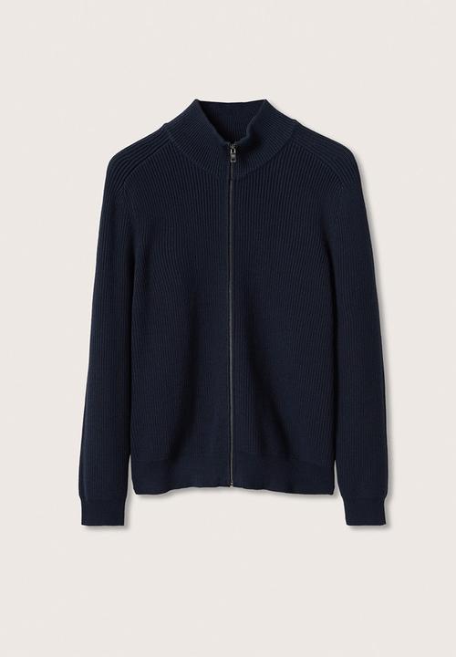 MANGO - Binger Zipped high collar Cardigan - Navy