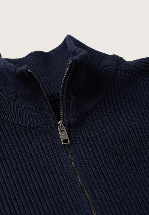 MANGO - Binger Zipped high collar Cardigan - Navy