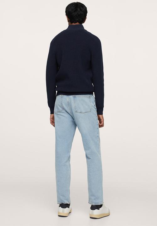 MANGO - Binger Zipped high collar Cardigan - Navy