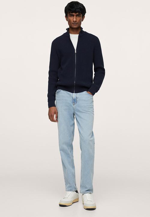 MANGO - Binger Zipped high collar Cardigan - Navy