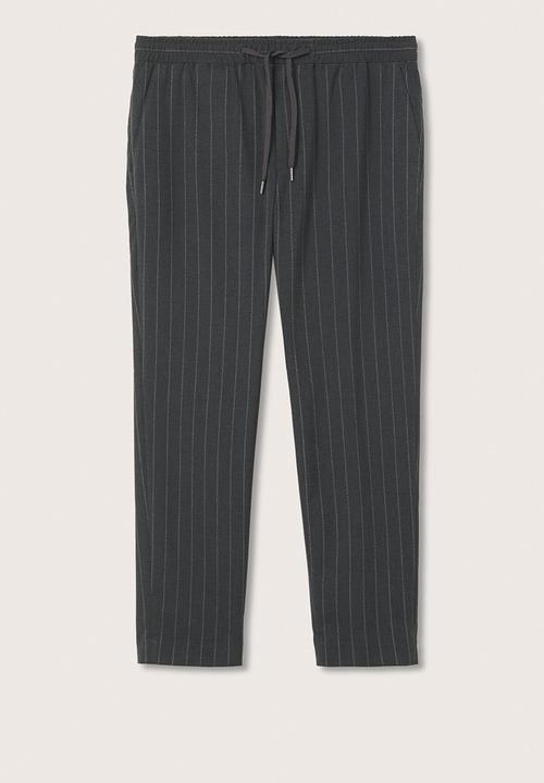 MANGO - Soller Elastic waist cotton Trousers- Black