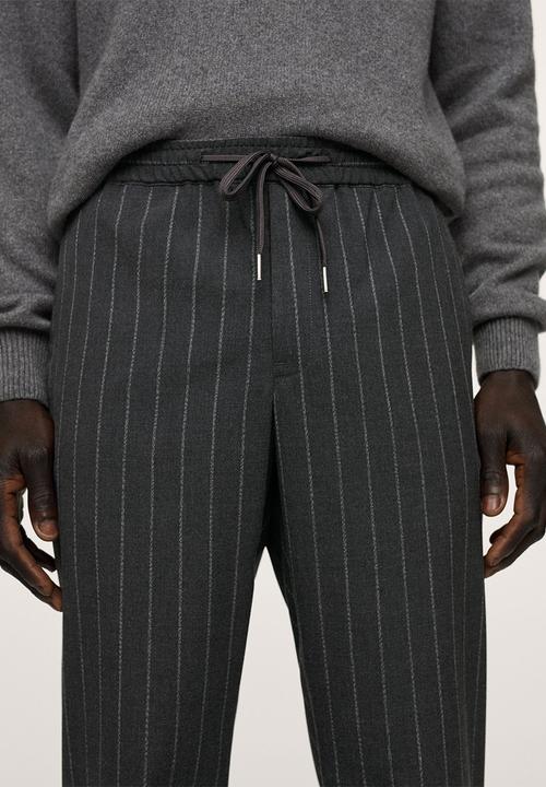 MANGO - Soller Elastic waist cotton Trousers- Black
