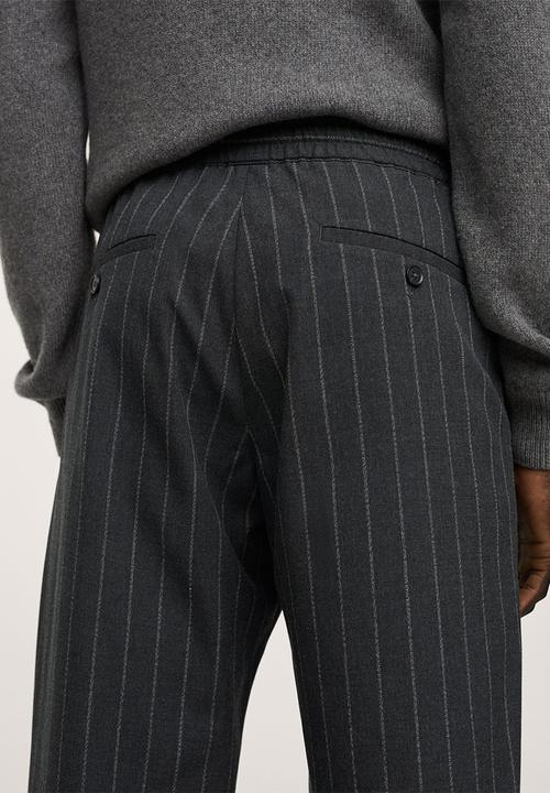 MANGO - Soller Elastic waist cotton Trousers- Black