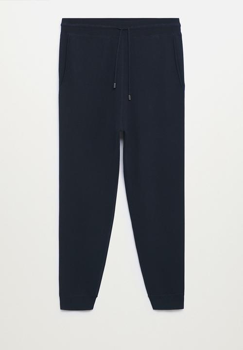 MANGO - Weekend Textured knit joggers - Navy