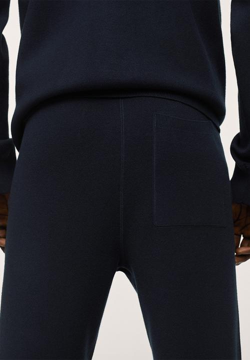 MANGO - Weekend Textured knit joggers - Navy