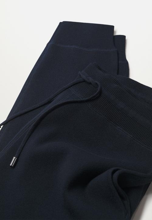 MANGO - Weekend Textured knit joggers - Navy