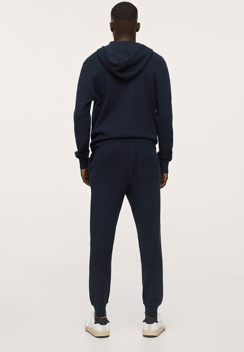 MANGO - Weekend Textured knit joggers - Navy