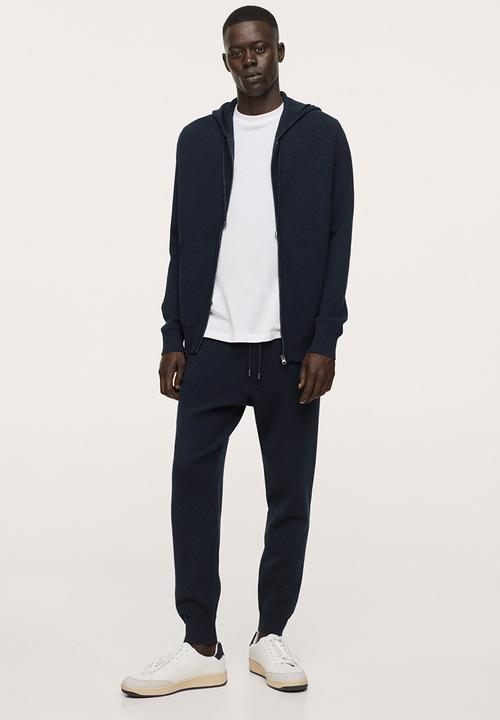 MANGO - Weekend Textured knit joggers - Navy