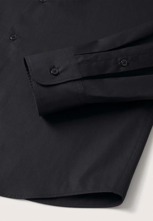 MANGO - Play Slim fit stretch cotton Shirt - Black