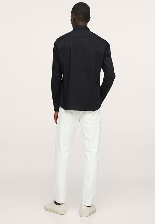 MANGO - Play Slim fit stretch cotton Shirt - Black