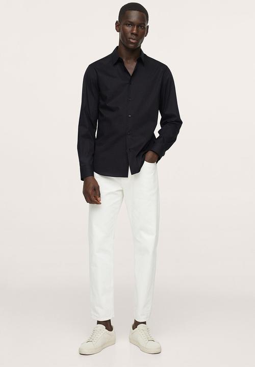 MANGO - Play Slim fit stretch cotton Shirt - Black
