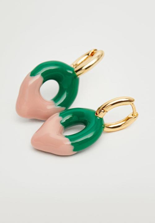 MANGO - Clay hoop earrings - multi 