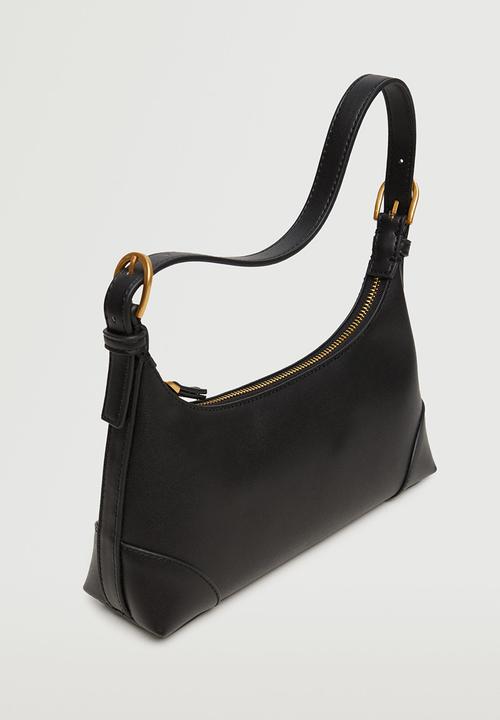 MANGO - Baguette bag buckle handle - black