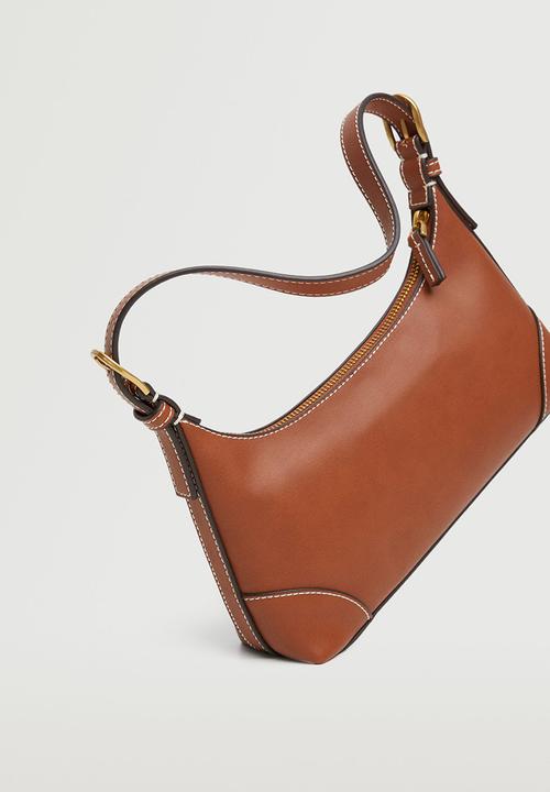 MANGO - Baguette bag buckle handle - brown