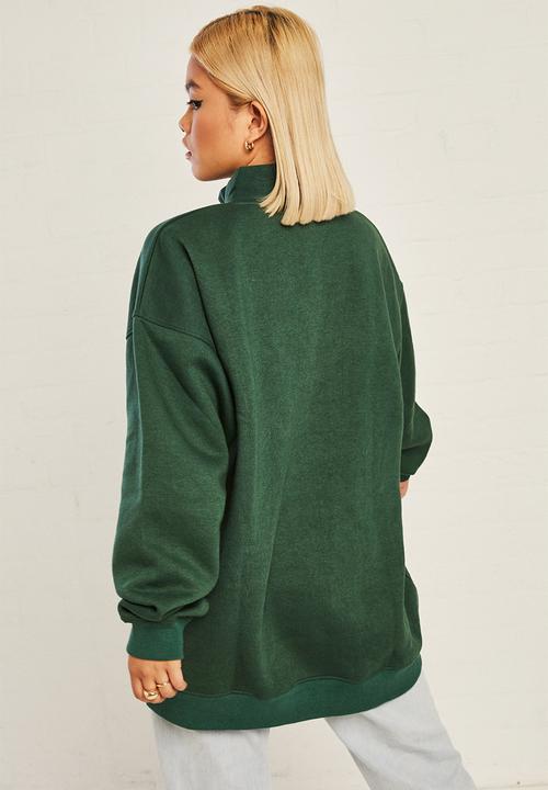 Daisy Street - Embroidered sweat - forest green