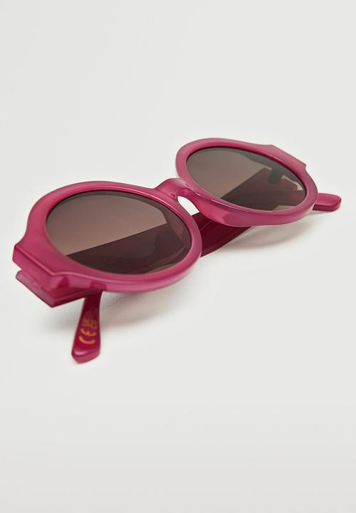 MANGO - Tortoiseshell rounded sunglasses - purple