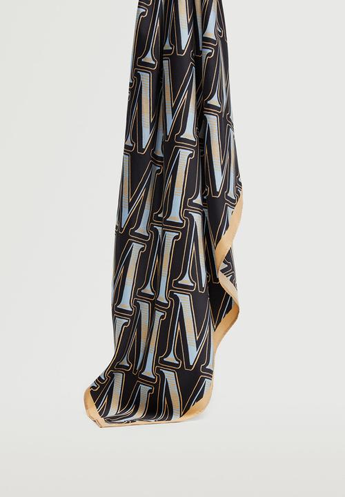 MANGO - Printed scarf with logo - blue
