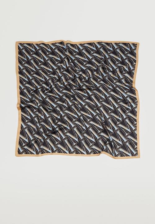 MANGO - Printed scarf with logo - blue