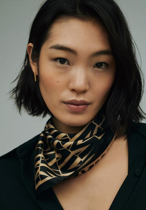 MANGO - Printed scarf with logo - black